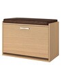 Acacia Pull-down Shoe Rack with Cushioned Seating in Canadian Maple Finish