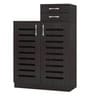 Austin Slatted 2 Door Shoe Cabinet with 2 Drawers in Antique Ebony Finish