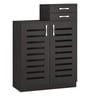 Austin Slatted 2 Door Shoe Cabinet with 2 Drawers in Antique Ebony Finish