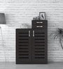 Austin Slatted 2 Door Shoe Cabinet with 2 Drawers in Antique Ebony Finish
