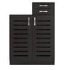 Austin Slatted 2 Door Shoe Cabinet with 2 Drawers in Antique Ebony Finish