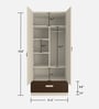 Elanza 2 Door Wardrobe with Drawer In Coffee Walnut & White Finish