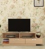 Evita TV console with 2 Drawers in Canadian Maple Finish