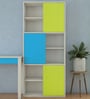 Minerva Astra Kids Bookshelf In Lime Yellow And Blue Finsih