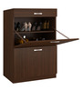 Modena Twin Pull-down Shoe Rack with Drawer in Coffee Walnut Finish