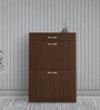 Modena Twin Pull-down Shoe Rack with Drawer in Coffee Walnut Finish