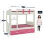 Adonica Bunk Bed in Barbie Pink Colour with Drawer Storage