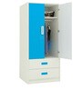 Adonica Kids' 2 Door Wardrobe With 2 Drawers In Azure Blue Colour
