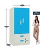 Adonica Kids' 2 Door Wardrobe With 2 Drawers In Azure Blue Colour