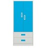 Adonica Kids' 2 Door Wardrobe With 2 Drawers In Azure Blue Colour