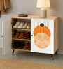 Adore 12 Pair Shoe Cabinet with Adjustable Shelf & Boho Print In Brown finish