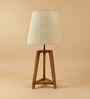 Adrienne Brown Wooden Table Lamp with White Jute Lampshade