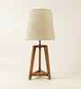 Adrienne Brown Wooden Table Lamp with White Jute Lampshade