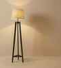 Adrienne Wooden Floor Lamp with Jute Shade & Brown Base