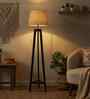 Adrienne Wooden Floor Lamp with Jute Shade & Brown Base