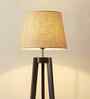 Adrienne Wooden Floor Lamp with Jute Shade & Brown Base