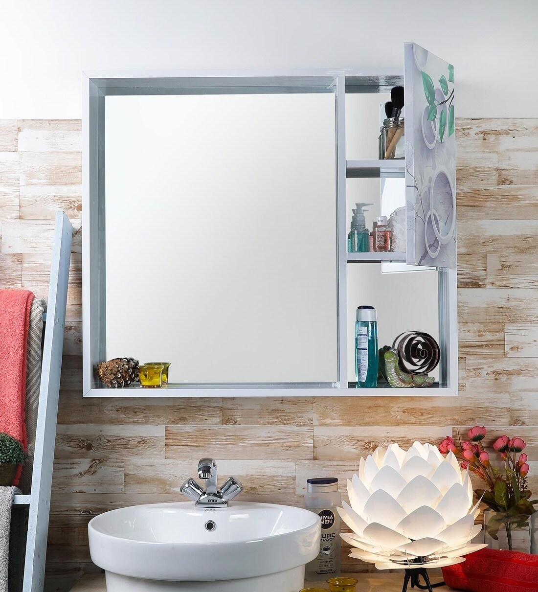 Buy Aluminium White Bathroom Cabinet With Mirror Online Bathroom Cabinets Bathroom Cabinets Discontinued Pepperfry Product