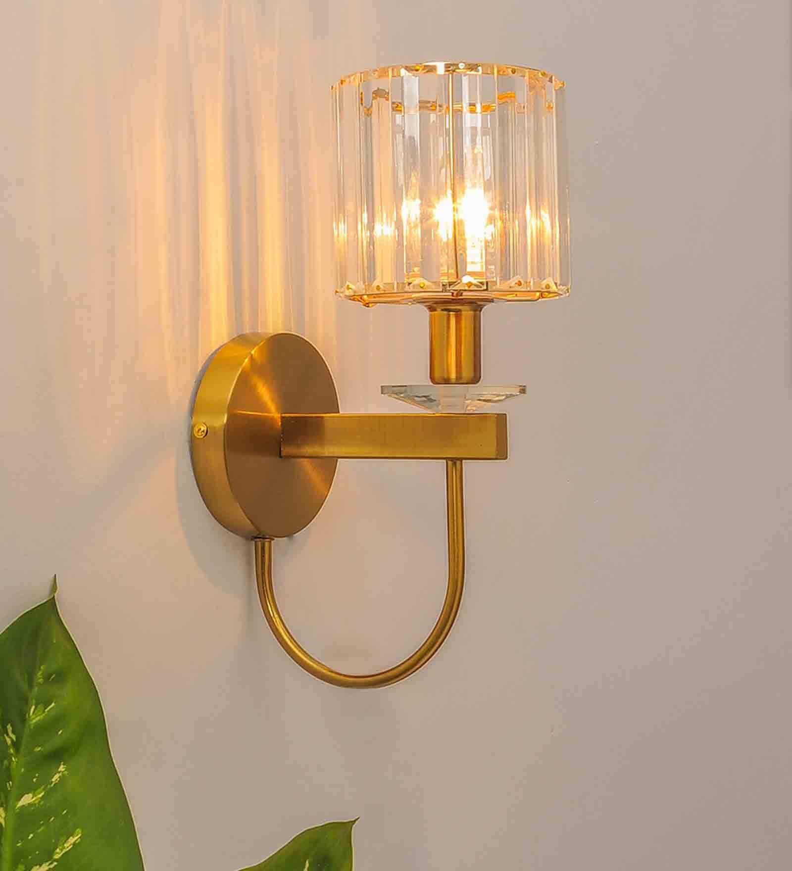Elania Brass Metal and Glass Wall Sconces