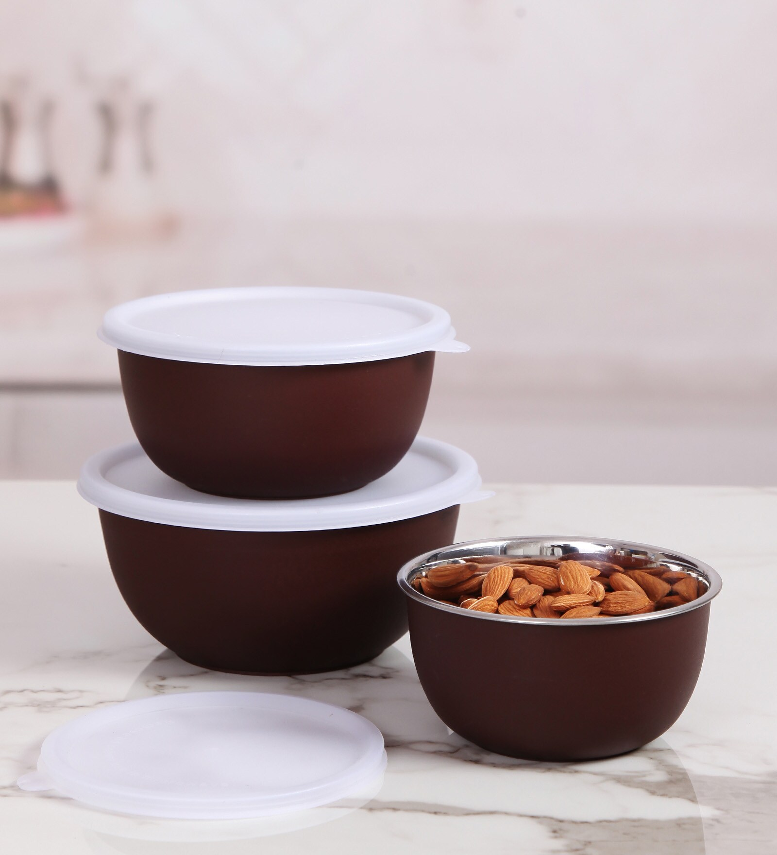 Buy Aero brown Bowl Regular 3 Pcs Set by Roxx Online Serving Bowls