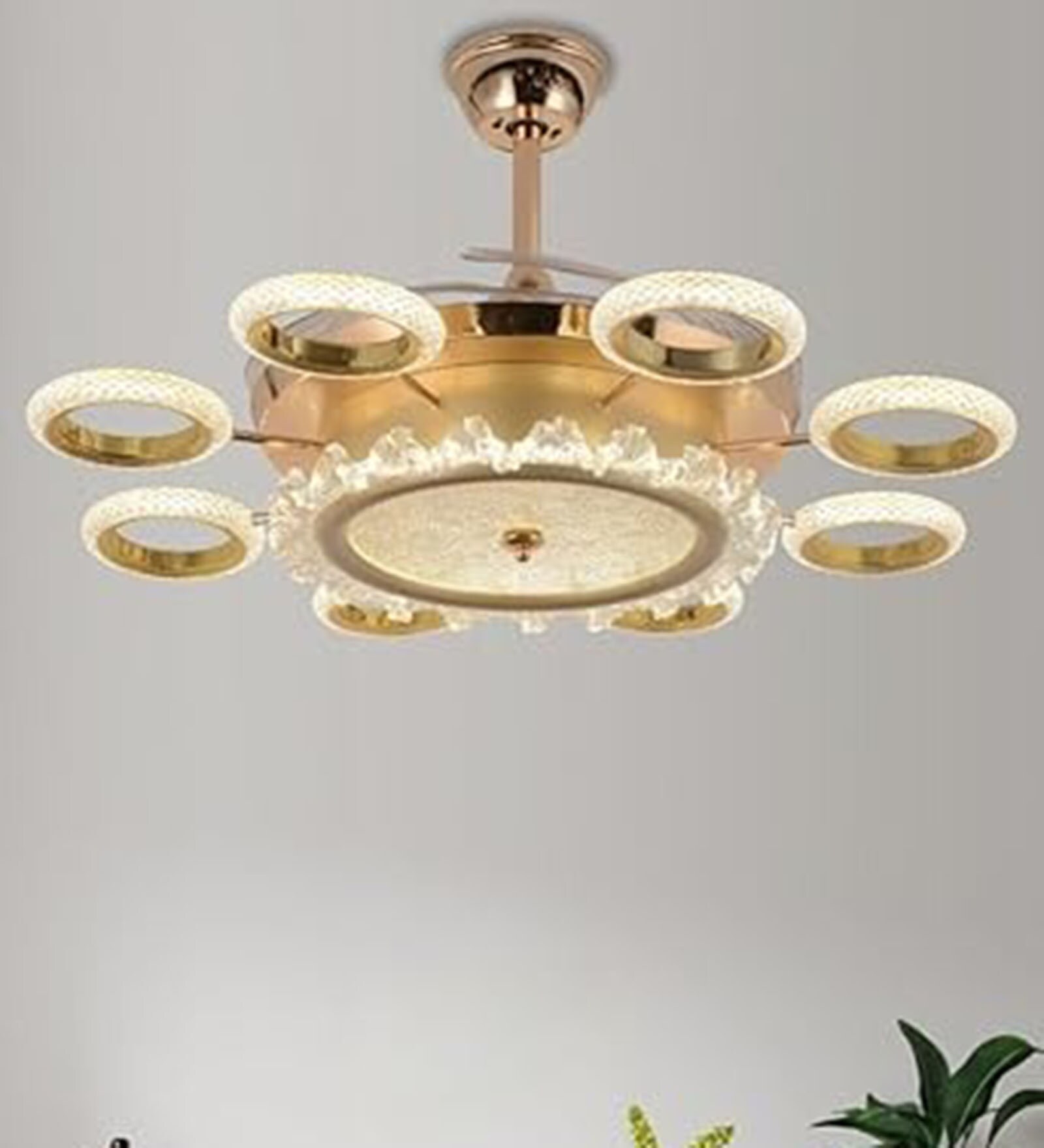 AeroV Smart Fan Gold Metal , Google & Alexa Remote & App Control