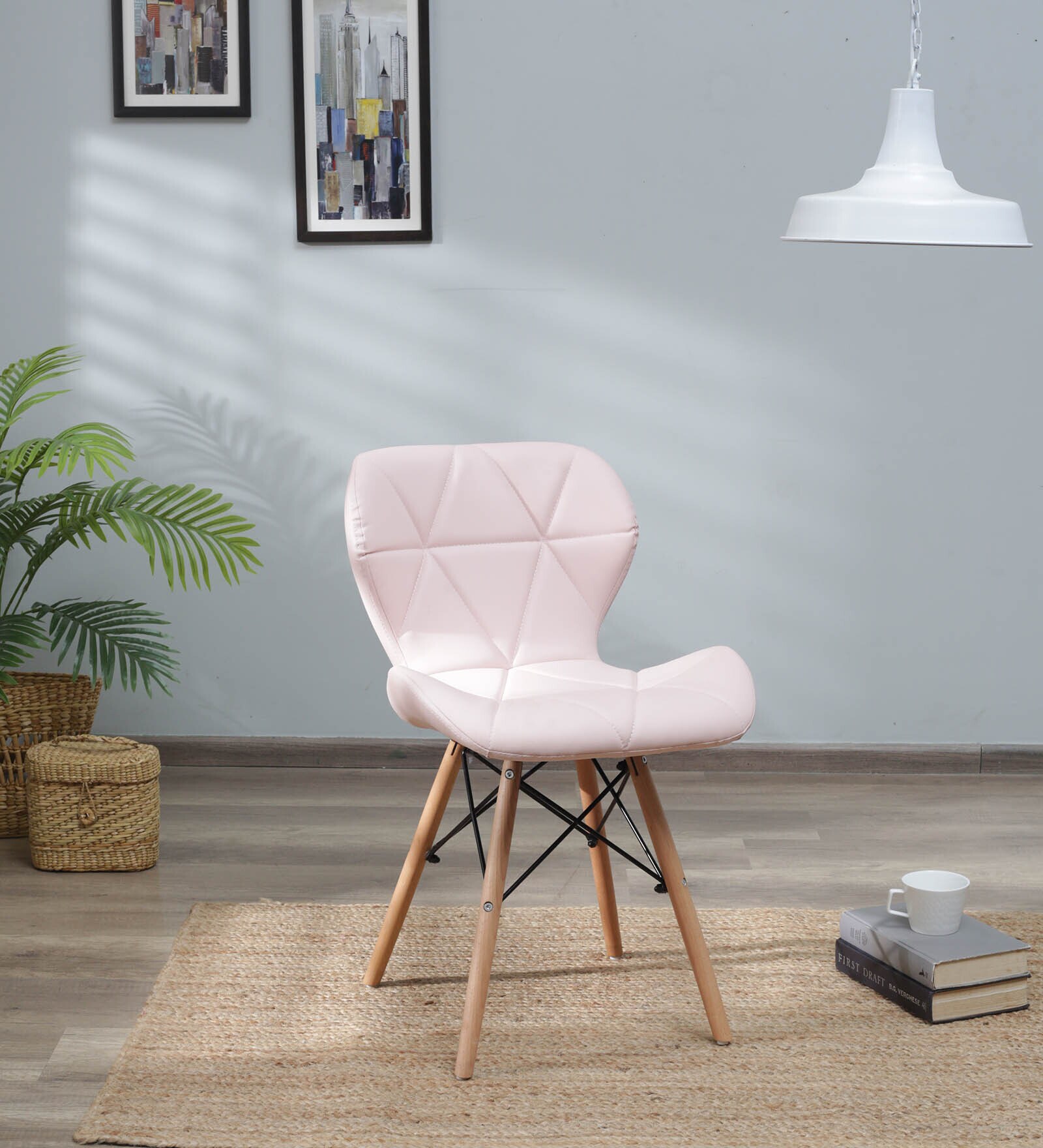 Aesthetic Fabric Iconic Chair in Pink Colour