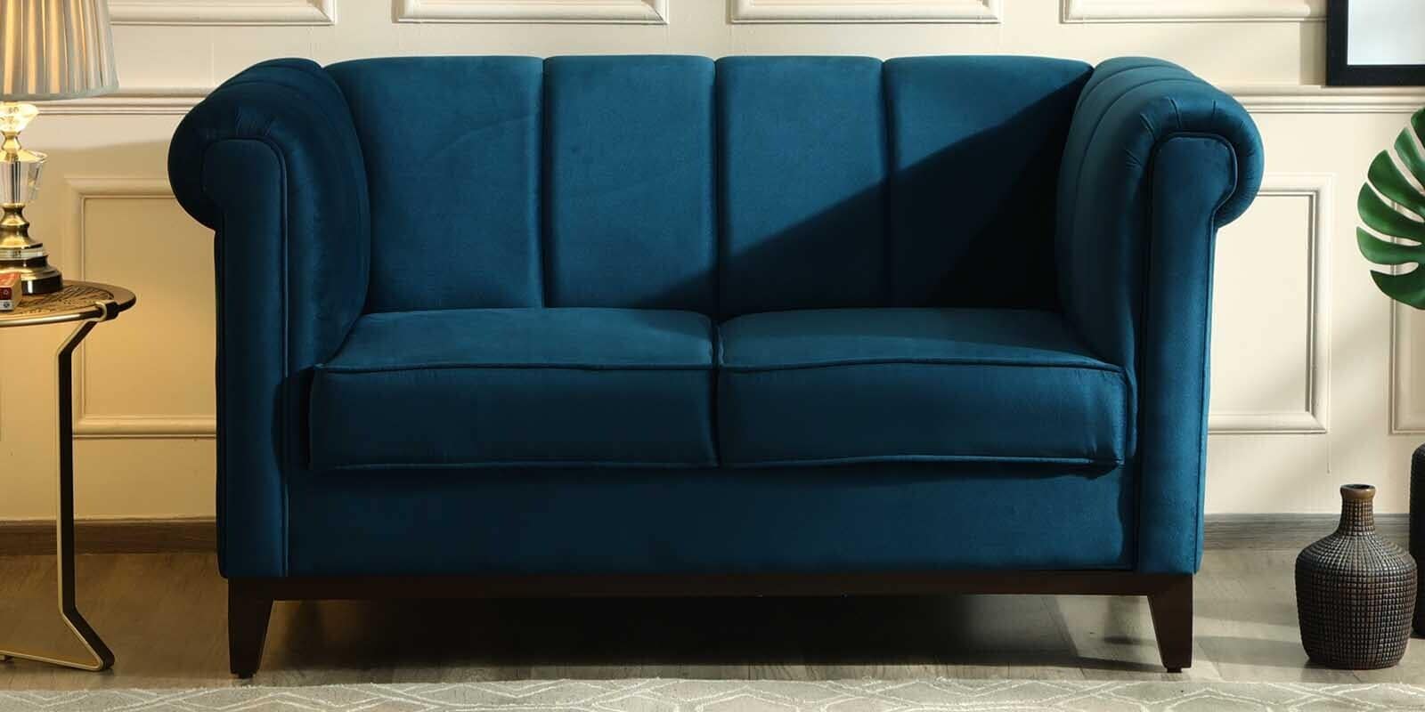 Aelber Velvet 2 Seater Sofa In Teal Blue Colour