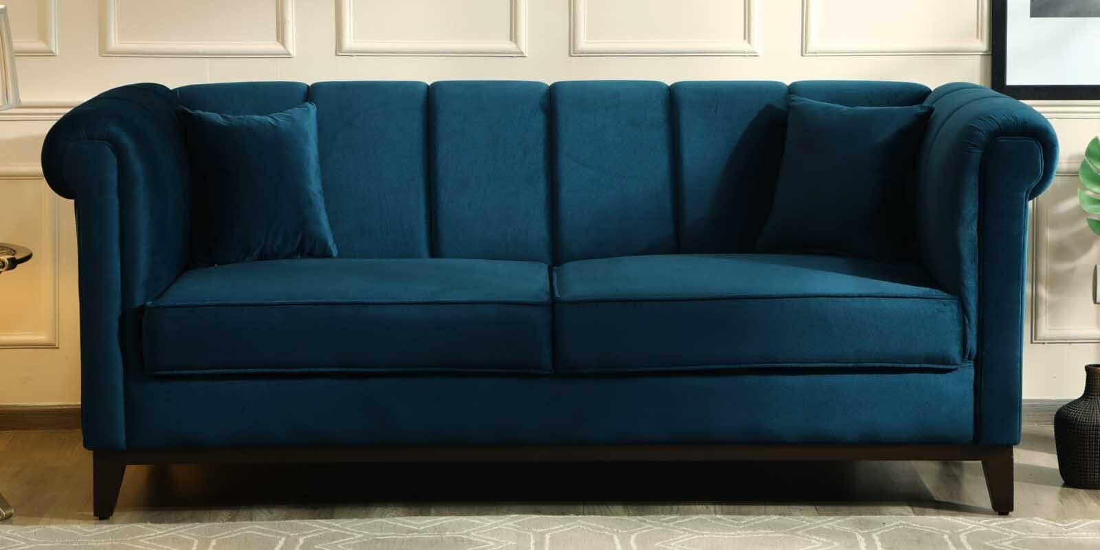 Aelber Velvet 3 Seater Sofa In Teal Blue Colour