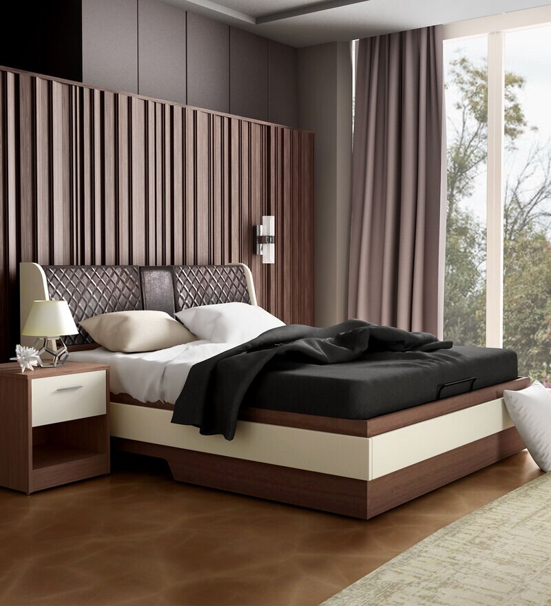 Buy Aero King Size Bed with Hydraulic Storage in Valigny Oak Colour by