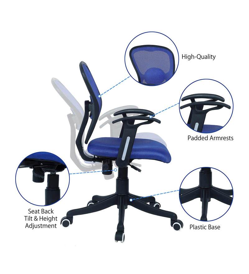 Buy Aero Low Back Ergonomic Chair In Blue Colour By Furniturstation ...