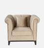 Aelber Velvet 1 Seater Sofa In Beige Colour