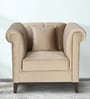 Aelber Velvet 1 Seater Sofa In Beige Colour
