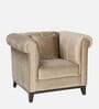 Aelber Velvet 1 Seater Sofa In Beige Colour