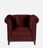 Aelber Velvet 1 Seater Sofa In Wine Red Colour
