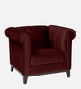 Aelber Velvet 1 Seater Sofa In Wine Red Colour