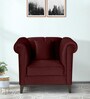 Aelber Velvet 1 Seater Sofa In Wine Red Colour