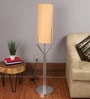 Aera Beige Fabric Shade Floor Lamp with Silver Base