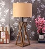 Aera Beige Fabric Shade Table Lamp with Natural Base -
