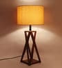 Aera Beige Fabric Shade Table Lamp with Natural Base -