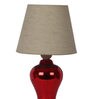 Aera Grey Fabric Shade Table Lamp With Red Base