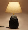 Aera Off White Fabric Shade Table Lamp with Natural Base