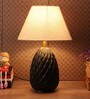 Aera Off White Fabric Shade Table Lamp with Natural Base
