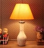 Aera Orange Fabric Shade Table Lamp With Natural Base