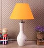 Aera Orange Fabric Shade Table Lamp With Natural Base