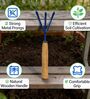 Blue Aerator Hand Cultivator with Wooden Handle