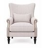 Aeron Teak Wood Wing Chair With Suede Fabric In White Colour Aeron Teak Wood Wing Chair With Suede Fabric In White Colour