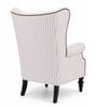 Aeron Teak Wood Wing Chair With Suede Fabric In White Colour Aeron Teak Wood Wing Chair With Suede Fabric In White Colour