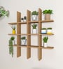 Aesthetic Block Designer Wall Shelf with Light Oak Finish