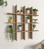Aesthetic Block Designer Wall Shelf with Light Oak Finish
