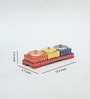 AESTHETIC MDF DRY FRUIT TRAY WITH 3 STAINLESS STEEL BOXES , HANDPAINTED , EASYCLEAN