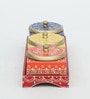 AESTHETIC MDF DRY FRUIT TRAY WITH 3 STAINLESS STEEL BOXES , HANDPAINTED , EASYCLEAN